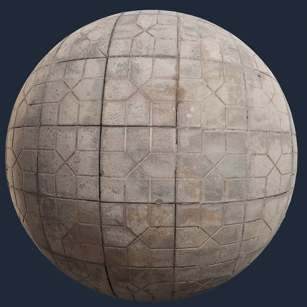 Geometric Concrete Floor Tiles - PBR texture - from Poly Scan