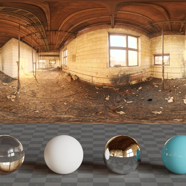 Abandoned Tiled Room - HDRI map - from Poly Haven
