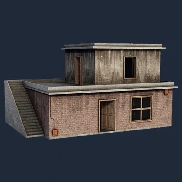 Two-Story Urban Brick House – Free Buildings 3D Model