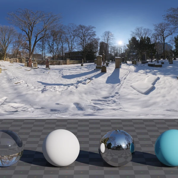 Snowy Cemetery - HDRI map - from Poly Haven