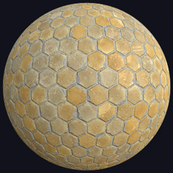 Hexagonal Yellow Terracotta Tiles (Tiles 0067)