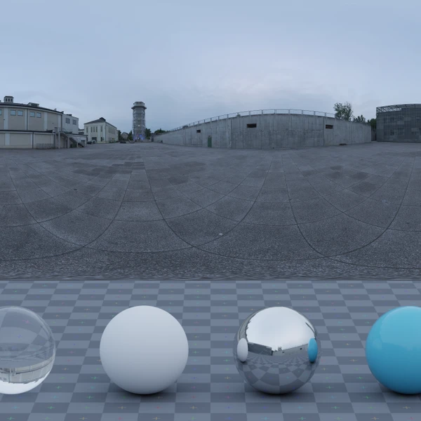 Overcast Industrial Courtyard - HDRI map - from Poly Haven