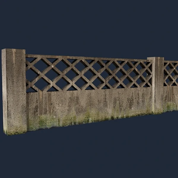 Weathered Concrete Fence – Free Industrial 3D Model