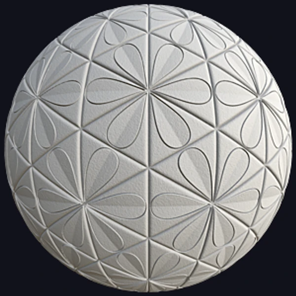 White Triangular Tile Texture with Flower Pattern (Tiles 0086)