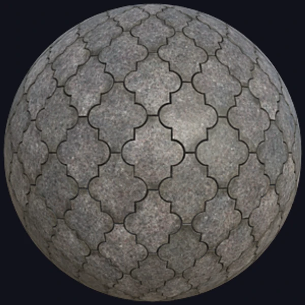 Gray Floor Tiles Consisting of Combined Rectangles and Circles (Tiles 0124) - Road - PBR texture - from Texture Can
