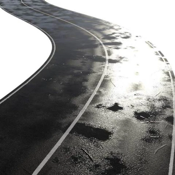 Two Lane Solid Line Road Wet 01