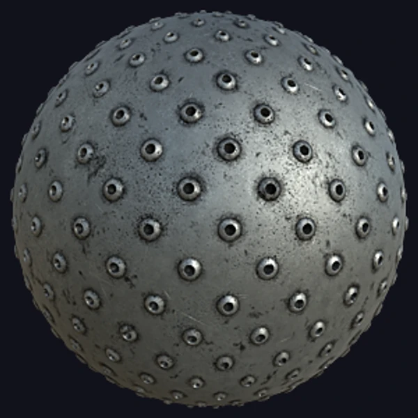 Metal Tread Plate with Round Studs (Metal 0063) - PBR texture - from Texture Can
