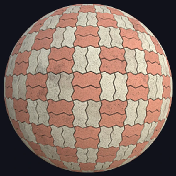 Zigzag Unipaver Blocks in Basketweave with Alternating Colours (Tiles 0080)