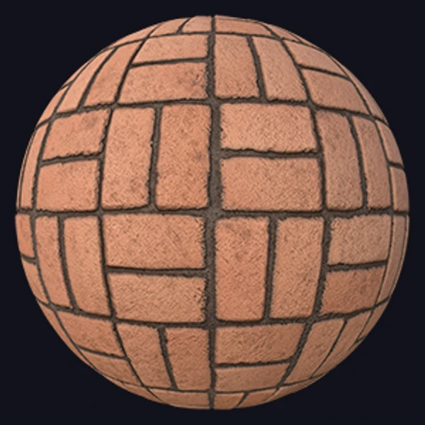 Traditional Red or Orange Brick Texture in Basket Weave Layout (Bricks 0010)