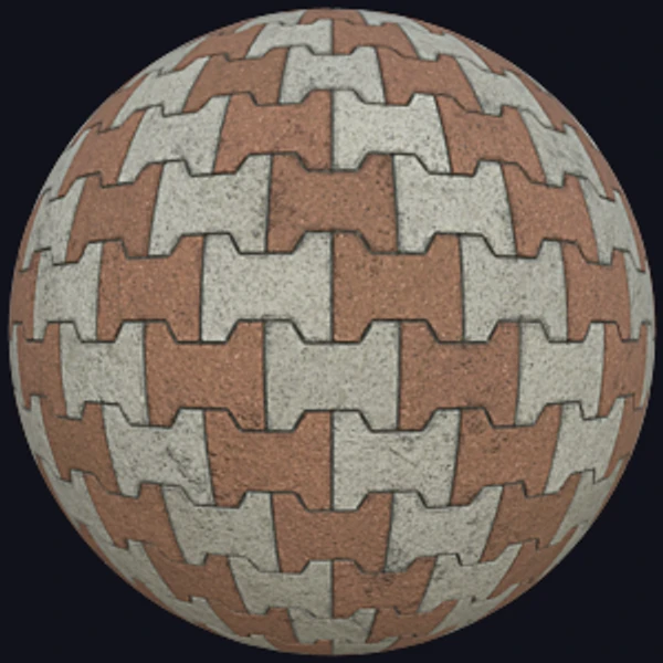 I Shape Paver Blocks with Alternating Colours (Tiles 0114)