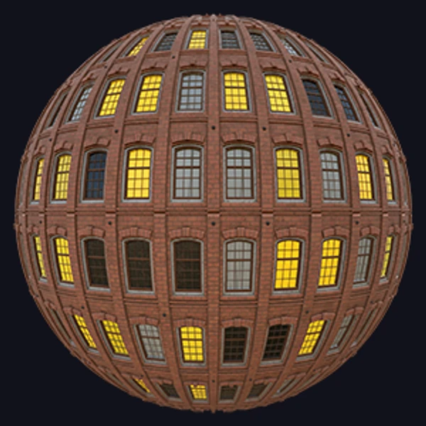 Retro Office Building Facade Night Mode (Others 0027)