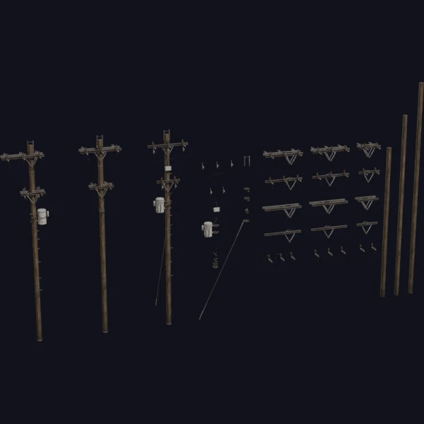Modular Electricity Poles - 3D Models - 3D model - from Poly Haven