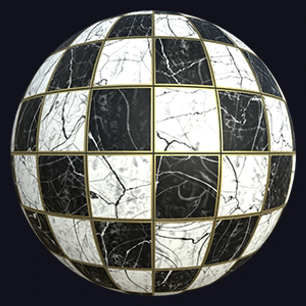 Black and White Checkers with Marble Texture (Marble 0001)