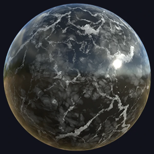 Marble Texture with White Cracks and Black Background (Marble 0007)
