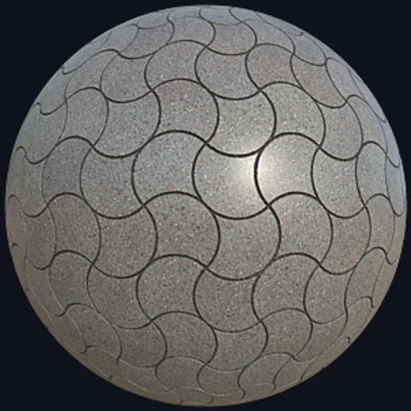 Fan-Shaped Grey Pavement Tiles with Marble Chips (Tiles 0116) - PBR texture - from Texture Can