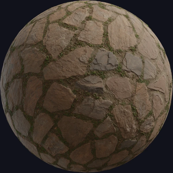 Grassy Cobblestone - Floor - PBR texture - from Poly Haven
