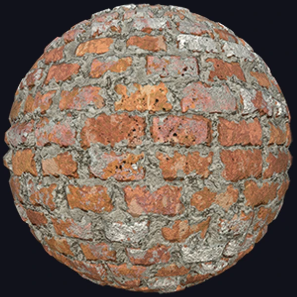 Red Brick Texture Partially Covered by Cement (Bricks 0011)