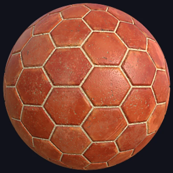 Hexagonal Red Terracotta Tiles (Tiles 0066)
