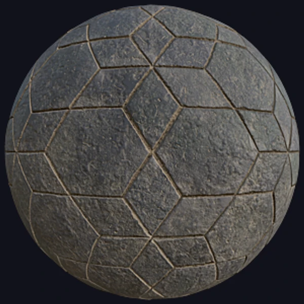 Hexagonal and Star Shaped Black Tile Texture (Tiles 0093)