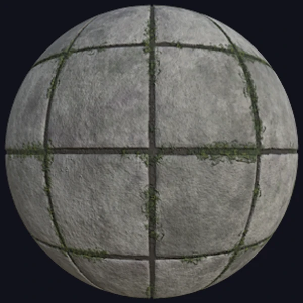 Square Concrete Tiles with Grass (Tiles 0065)