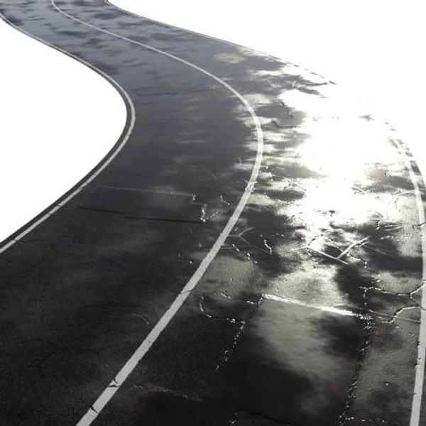Two Lane Solid Line Road Wet 02