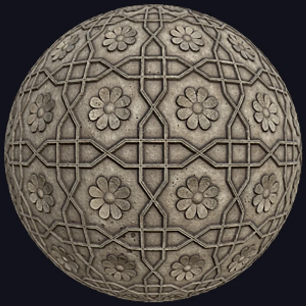 Concrete Wall with Embossed Flowers and Crosses (Tiles 0100)