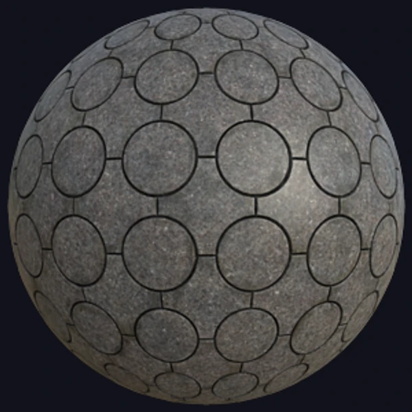 Gray Pavement Tiles Consisting of Circles and Squares (Tiles 0122) - Road - PBR texture - from Texture Can