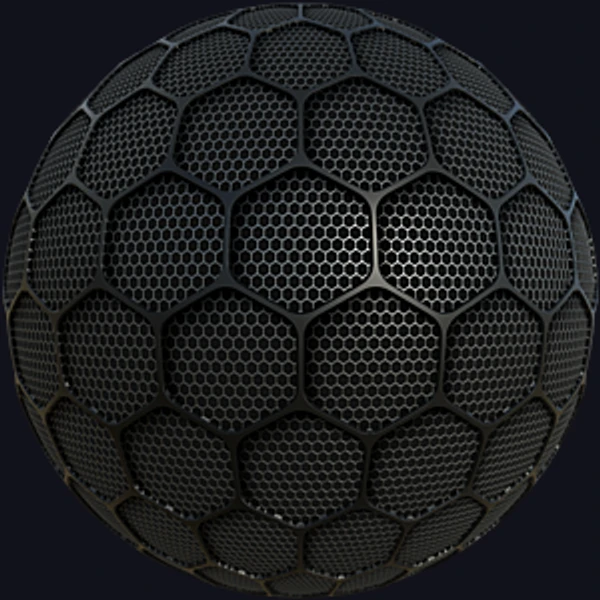 Hexagonal Black Perforated Metal Grille Mesh (Metal 0076) - PBR texture - from Texture Can