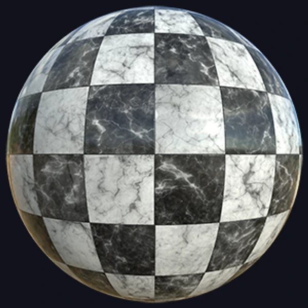 Classic Black and White Marble Checker Tile Texture (Marble 0013)