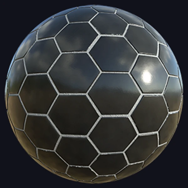 Hexagonal Black Ceramic Tiles (Tiles 0063)