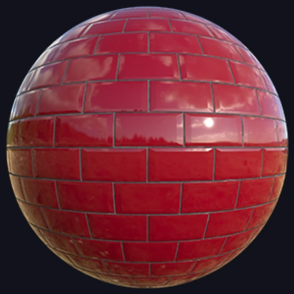 Shiny Red Brick Texture for Wall Decoration (Bricks 0013)