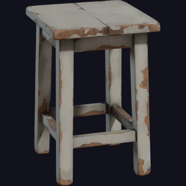 Painted Wooden Stool - 3D Models - 3D model - from Poly Haven