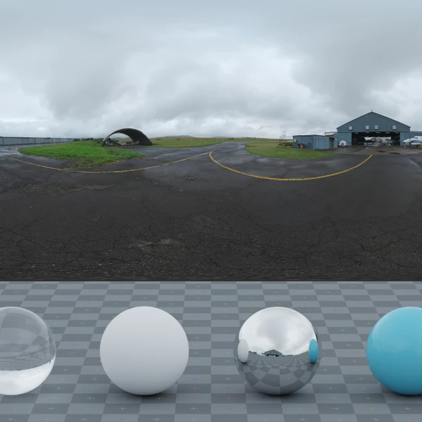 Hanger Exterior Cloudy - HDRI map - from Poly Haven