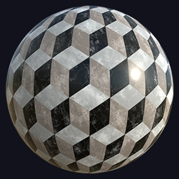 Marble Floor with Geometric Pattern (Marble 0015)