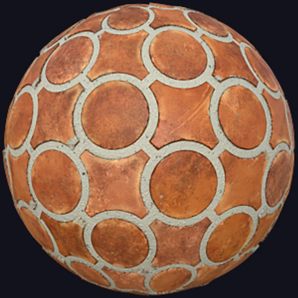 Circular Orange Terracotta Tiles (Tiles 0094)