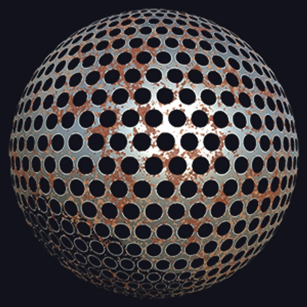 Punched or Perforated Metal Sheet Texture with Rust (Metal 0016)