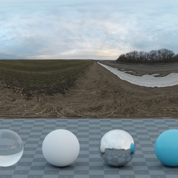 Rural Winter Roadside - HDRI map - from Poly Haven