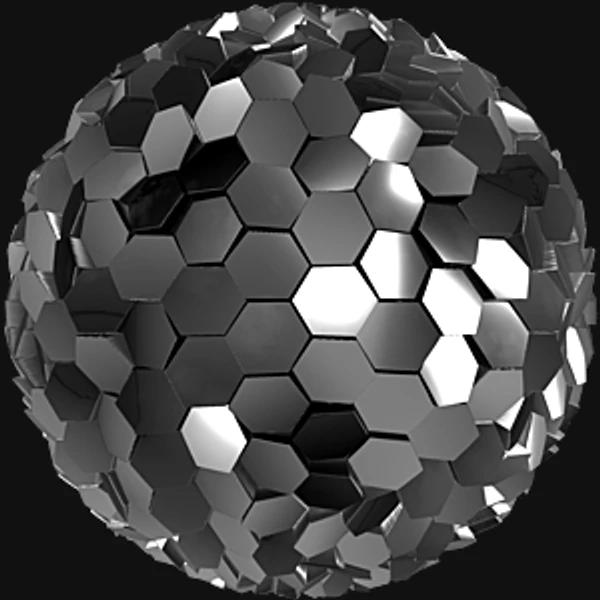 Hexagonal Silver Metal Plates Tilted in Random Directions (Metal 0084) - PBR texture - from Texture Can