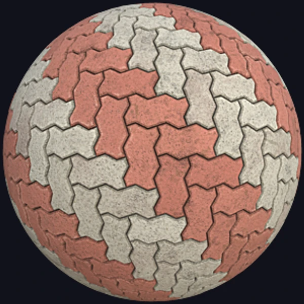 Zigzag Unipaver Blocks in Herringbone with Alternating Diagonals (Tiles 0079)