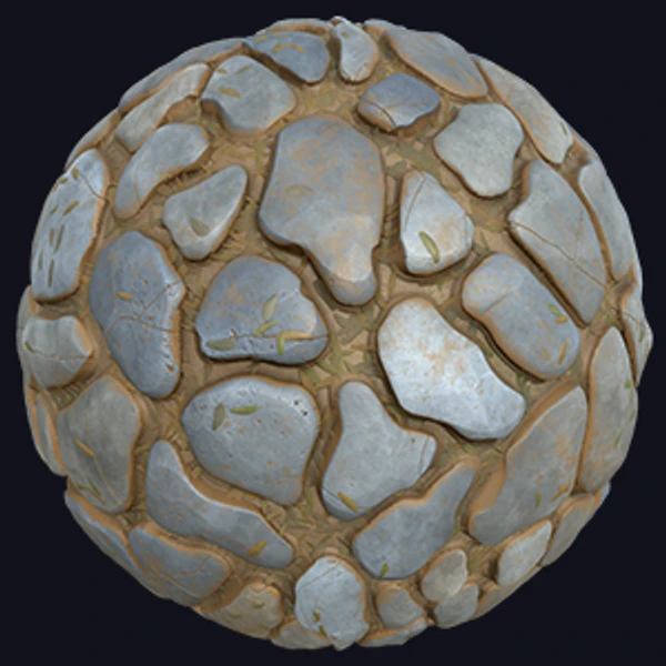 Cobblestone Texture with Fallen Leaves (Ground 0036)