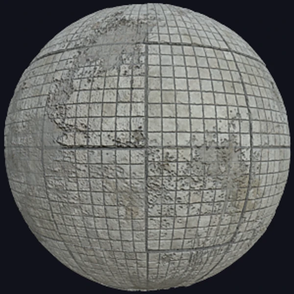 Severely Damaged Grey Tile Paving (Tiles 0130) - Road - PBR texture - from Texture Can