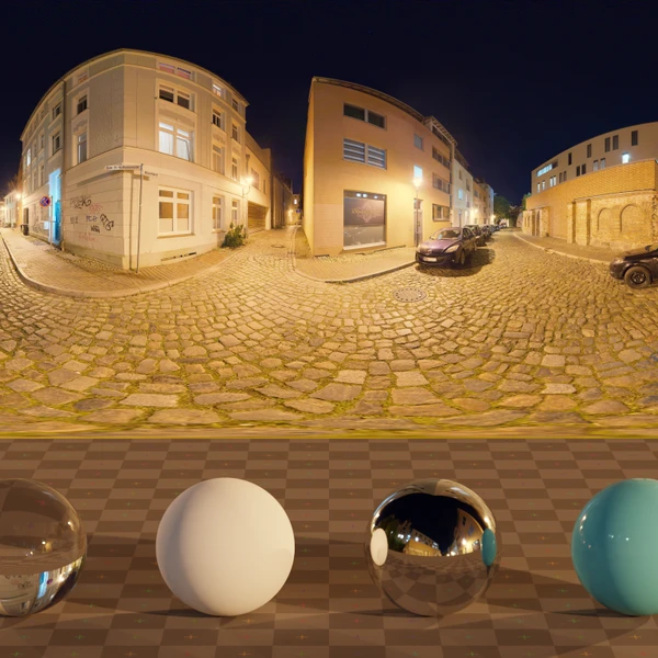 Cobblestone Street Night - HDRI map - from Poly Haven