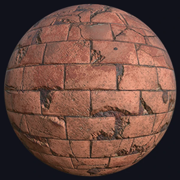 Broken Red Brick Texture with Cracks (Bricks 0006)