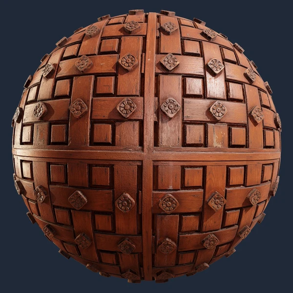 Carved Wooden Door Panel – Free Wood PBR Texture