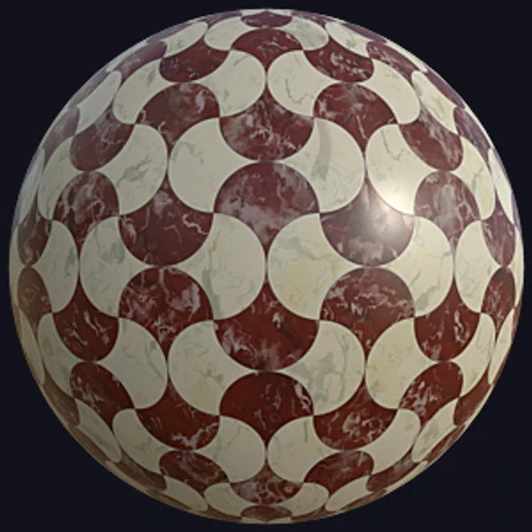 Vintage Marble Floor Texture with Fan-Shaped Pattern (Tiles 0099) - PBR texture - from Texture Can