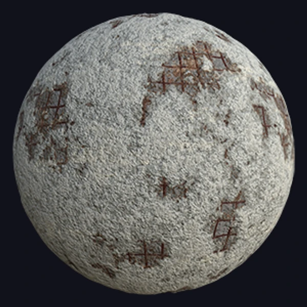 Damaged Concrete Texture Exposing Rusty Rebars or Reinforcing Steels (Concrete 0007)