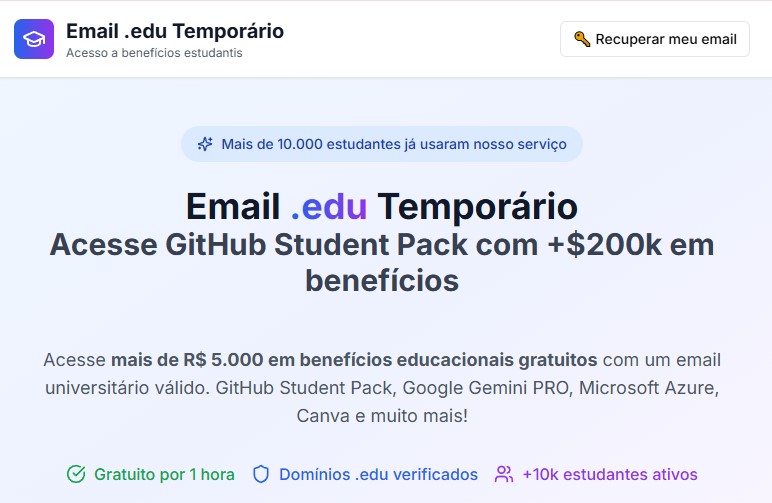 Recuperar email .edu em EmailEstudante.com.br