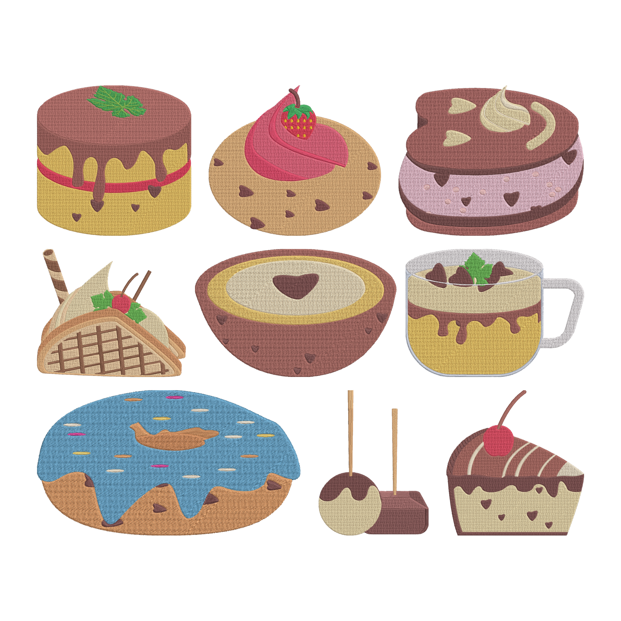 Cute Dessert Machine Embroidery Design Bundle | Bakery Files