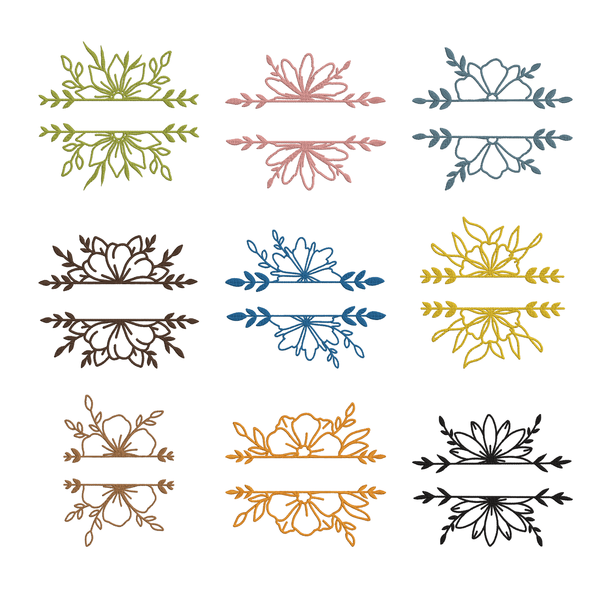 Floral Frame Machine Embroidery Design Bundle | Botanical Border Files