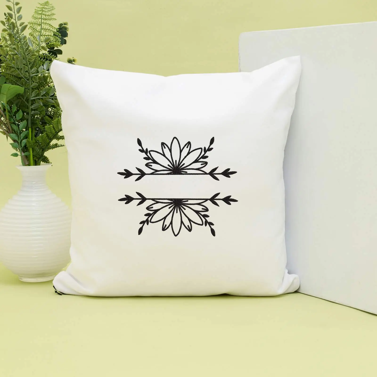 Floral Frame Machine Embroidery Design Bundle | Botanical Border Files thumbnail 6